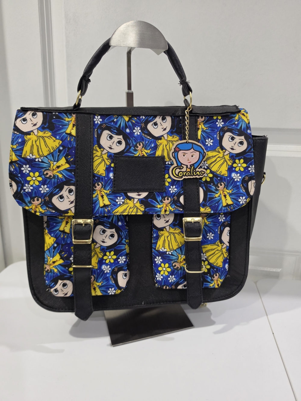 Blue & Yellow Printed Satchel Bag